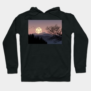 Mountain Birds Sunset D20 Dice Sun Tabletop RPG Maps and Landscapes Hoodie